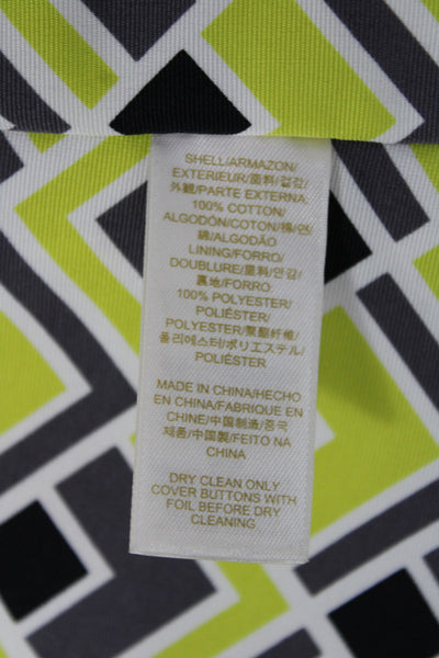Kate Spade New York Womens Green Cotton Button Long Sleeve Basic Jacket Size 14