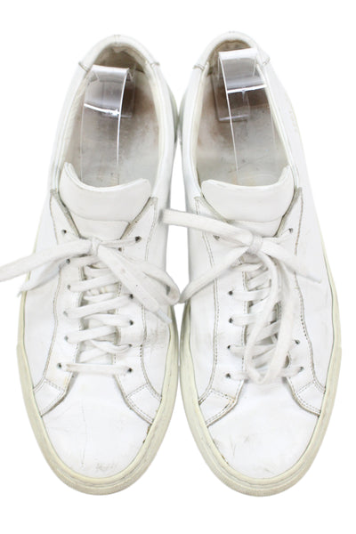 Woman by Common Projects Womens Lace Up Low Top Sneakers White Size 38