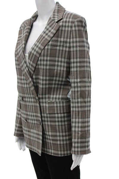 Theory Womens Gray Plaid Virgin Wool Button Basic Jacket Long Sleeve Size 4