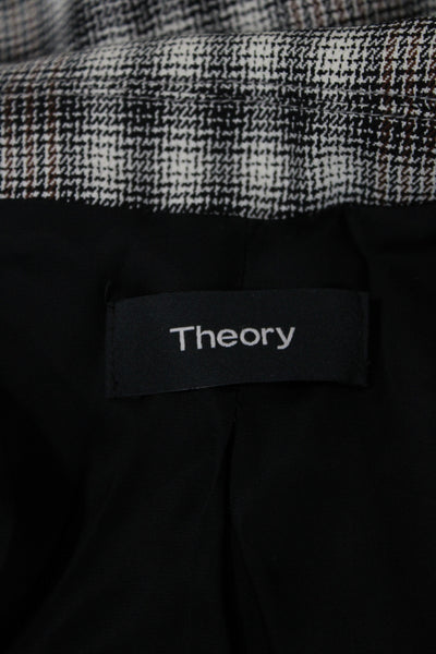 Theory Womens Gray Plaid Virgin Wool Button Basic Jacket Long Sleeve Size 4