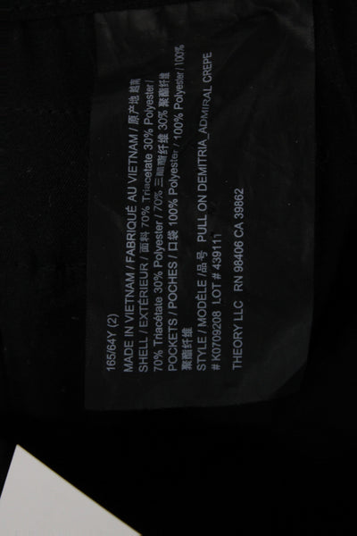 Theory Womens Dress Pants Black Pull On Triacetate Size 2