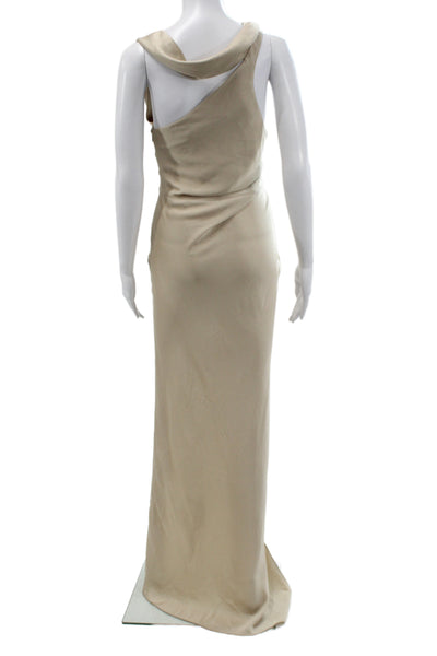 Jonathan Simkhai Women Maxi Dress Beige Cowl Neck Sleeveless Long Size 6