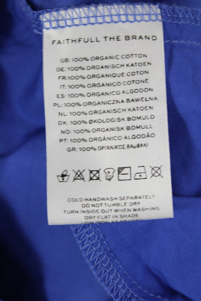 Faithfull The Brand Womens Mini Dress Blue Square Neck Organic Cotton Size 6