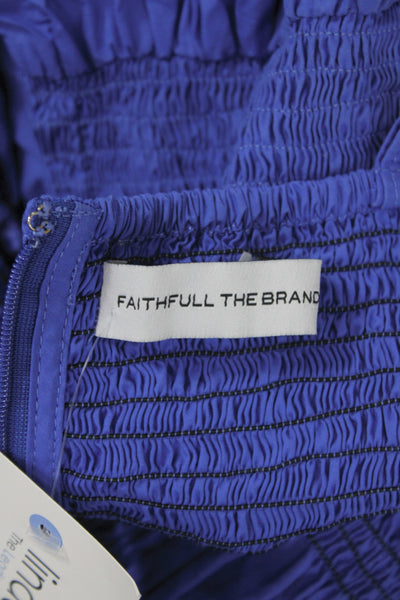 Faithfull The Brand Womens Mini Dress Blue Square Neck Organic Cotton Size 6