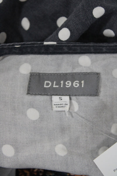 DL1961 Women Gray V-Neck Polka Dot Mini Dress Long Sleeve Size S