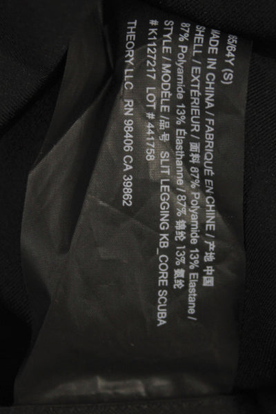 Theory Women Cropped Pants Black Pull On Polyamide Size S