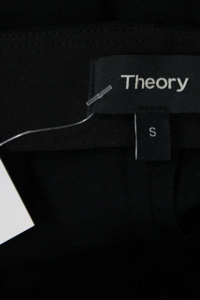 Theory Women Cropped Pants Black Pull On Polyamide Size S