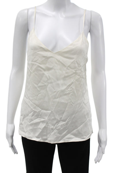 L Agence Women Silk V-Neck Camisole Ivory Sleeveless Size S