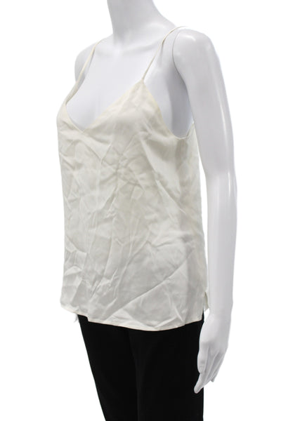 L Agence Women Silk V-Neck Camisole Ivory Sleeveless Size S