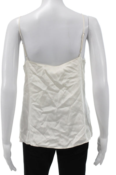 L Agence Women Silk V-Neck Camisole Ivory Sleeveless Size S
