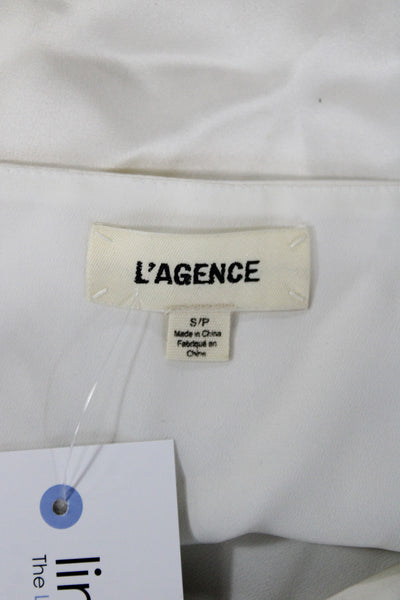 L Agence Women Silk V-Neck Camisole Ivory Sleeveless Size S