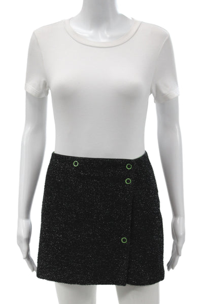 Ganni Womens Mini Tweed Skirt Black Button Size 36