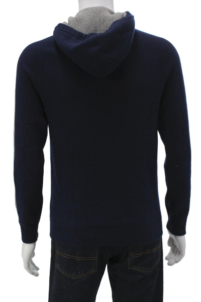 Theory Mens Hooded Wool Pullover Sweater Blue Long Sleeve Size XS