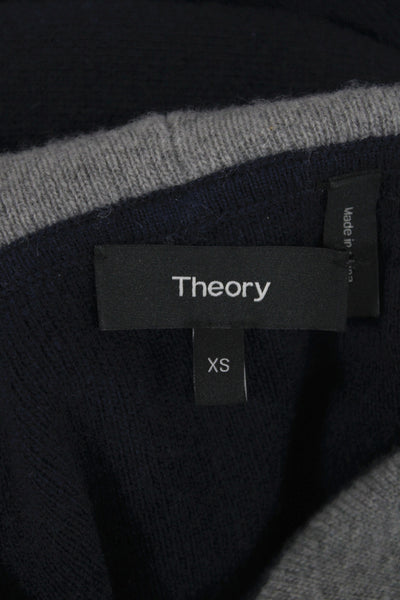 Theory Mens Hooded Wool Pullover Sweater Blue Long Sleeve Size XS