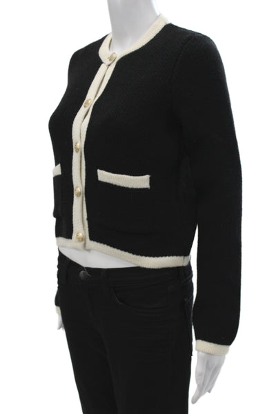 MNG Women Cardigan Black Round Neck Long Sleeve Size XS