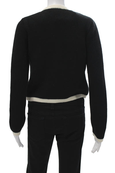 MNG Women Cardigan Black Round Neck Long Sleeve Size XS