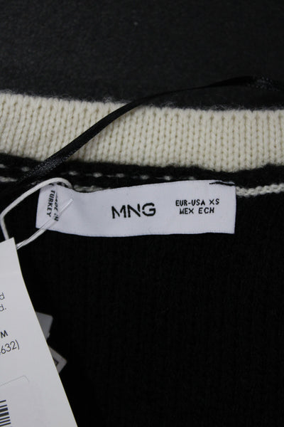 MNG Women Cardigan Black Round Neck Long Sleeve Size XS