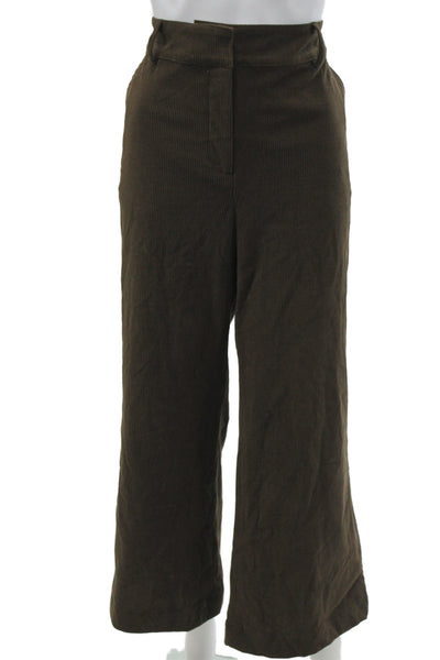 Tuckernuck Womens Cropped Brown Button Pants Polyester Size 12