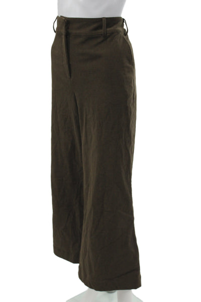 Tuckernuck Womens Cropped Brown Button Pants Polyester Size 12