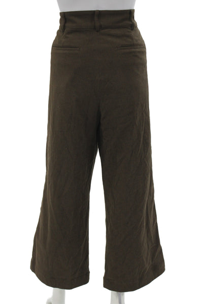 Tuckernuck Womens Cropped Brown Button Pants Polyester Size 12