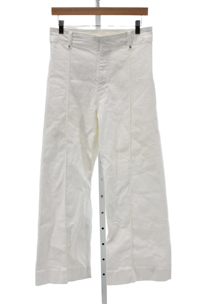 Zara Womens Cropped High Rise White Cotton Jeans Casual Size 8