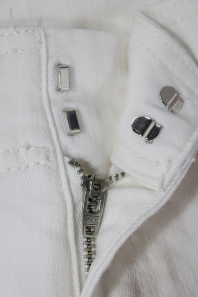Zara Womens Cropped High Rise White Cotton Jeans Casual Size 8