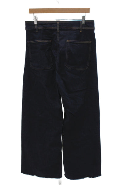 Zara Womens Wide-Leg Jeans Blue Cotton Blend High Rise Size 10