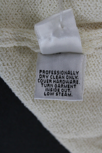 St. John Sport Women Ivory V Neck Pullover Sweater Knit 3/4 Sleeve Size XL