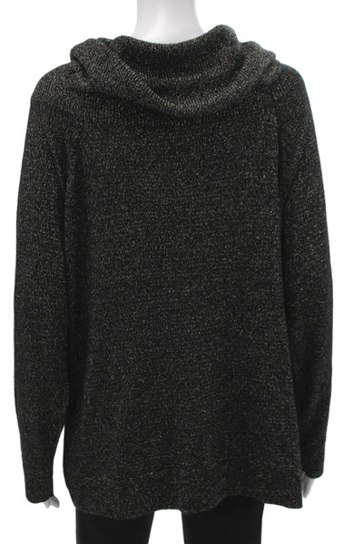 Michael Michael Kors Women Black Metallic Cowl Neck Pullover Sweater Size XL