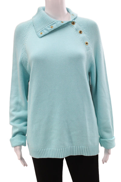 Lauren Ralph Lauren Women Blue Cotton Cowl Neck Pullover Long Sleeve Size XL