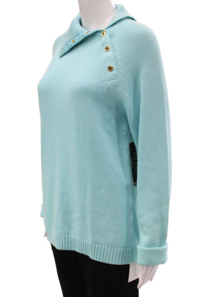 Lauren Ralph Lauren Women Blue Cotton Cowl Neck Pullover Long Sleeve Size XL