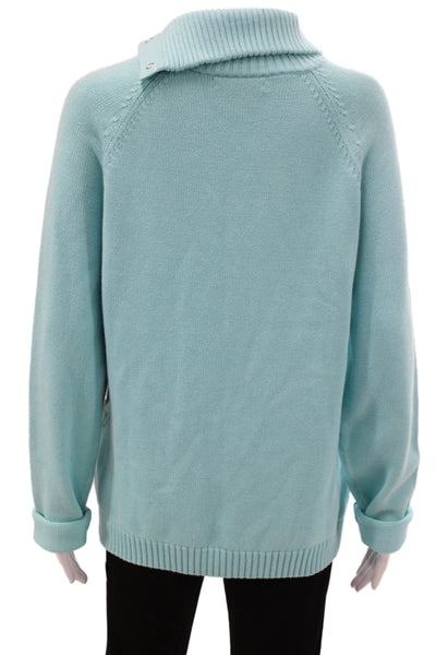 Lauren Ralph Lauren Women Blue Cotton Cowl Neck Pullover Long Sleeve Size XL