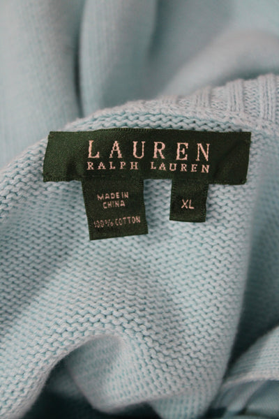Lauren Ralph Lauren Women Blue Cotton Cowl Neck Pullover Long Sleeve Size XL