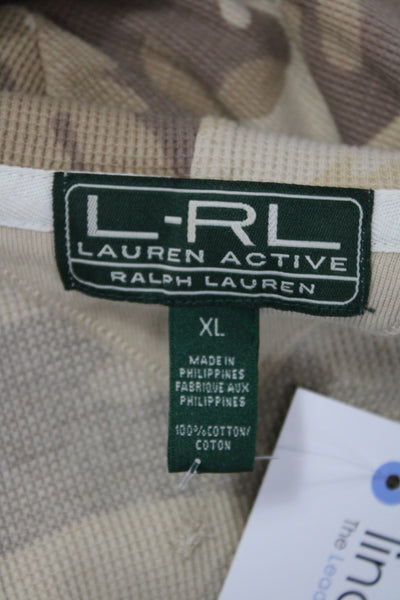 LRL Lauren Active Ralph Lauren Womens Camouflage Pullover Hoodie Beige Size XL