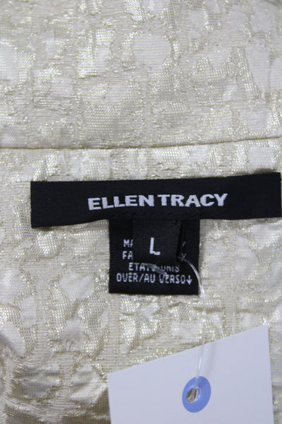 Ellen Tracy Womens Gold Overcoat Geometric Acetate Blend Size L