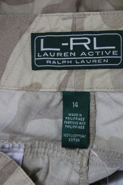LRL Lauren Active Ralph Lauren Womens Cargo Pants Beige Camouflage Size 14