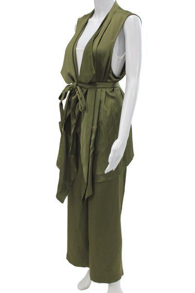 Vince Camuto Women Sleeveless V Neck Tie Solid Green Set Size XL