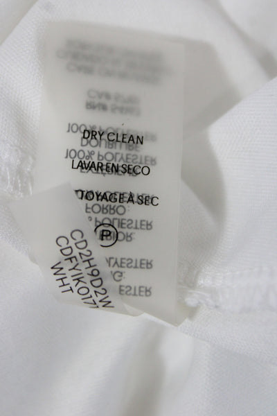 Calvin Klein Womens White Polka Dot Shift Dress Scoop Neck 3/4 Sleeve Size 16