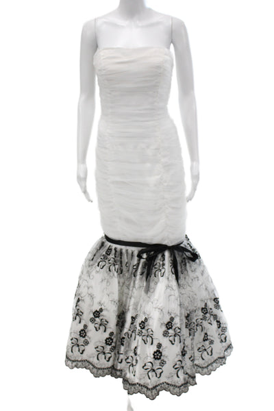 Loralie Women Mermaid Dress White Sweetheart Sleeveless Long Polyester Size 10