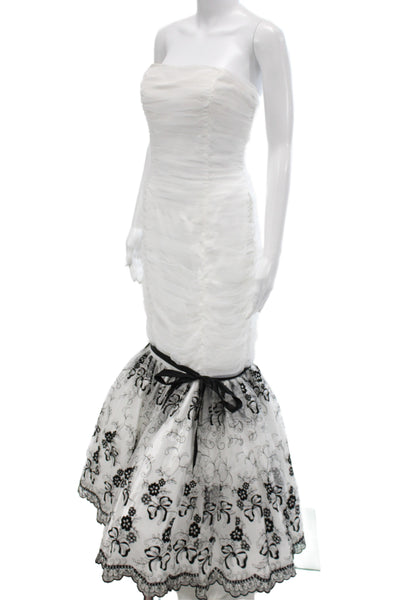 Loralie Women Mermaid Dress White Sweetheart Sleeveless Long Polyester Size 10