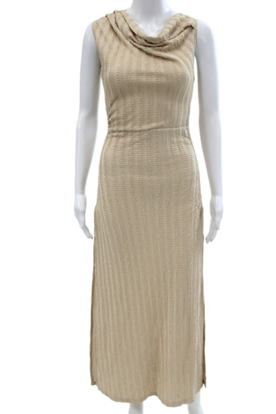 Lioness Womens Beige Cowl Neck Sleeveless Bodycon Dress Size S