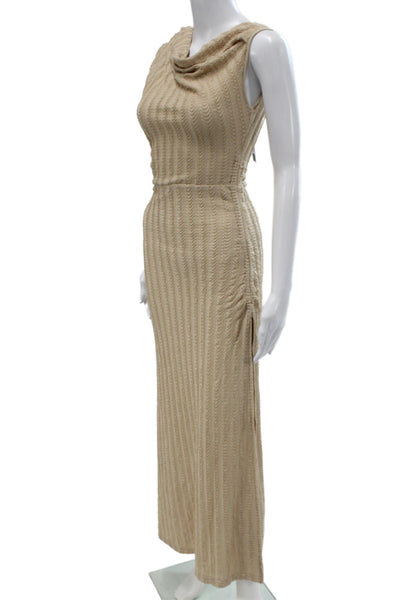 Lioness Womens Beige Cowl Neck Sleeveless Bodycon Dress Size S