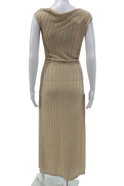 Lioness Womens Beige Cowl Neck Sleeveless Bodycon Dress Size S