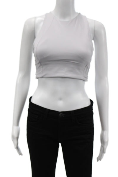Lululemon Women Cropped Tank Gray High Neck Sleeveless Nylon Pullover Size 8