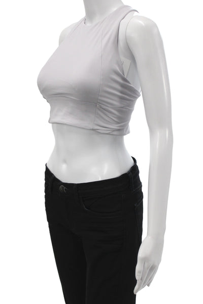 Lululemon Women Cropped Tank Gray High Neck Sleeveless Nylon Pullover Size 8