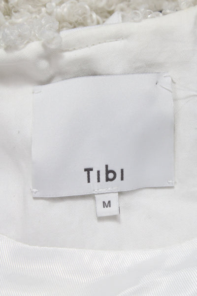 Tibi Womens Bomber Jacket Ivory Zip Long Sleeve Size M