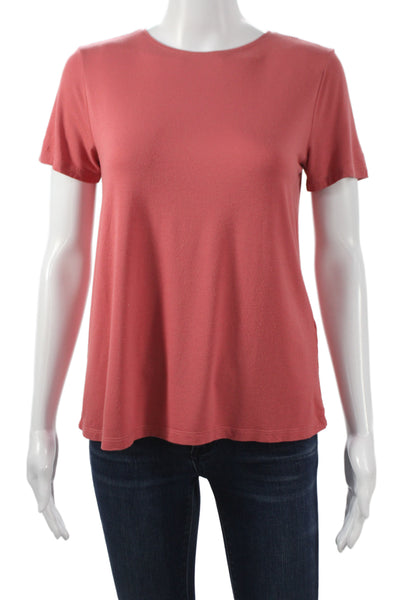 Eileen Fisher Womens Red Basic Crew Neck Short Sleeve T-Shirt Size XS