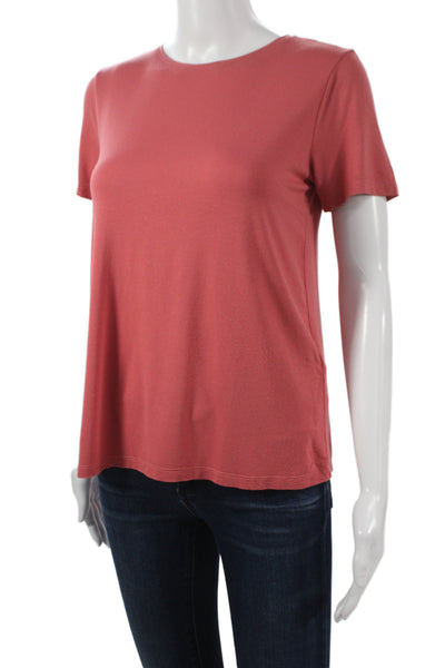 Eileen Fisher Womens Red Basic Crew Neck Short Sleeve T-Shirt Size XS