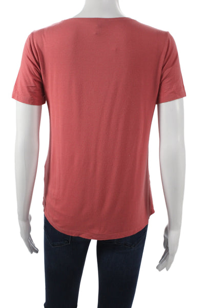 Eileen Fisher Womens Red Basic Crew Neck Short Sleeve T-Shirt Size XS