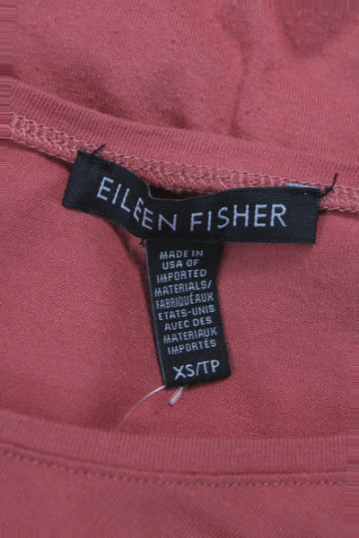 Eileen Fisher Womens Red Basic Crew Neck Short Sleeve T-Shirt Size XS